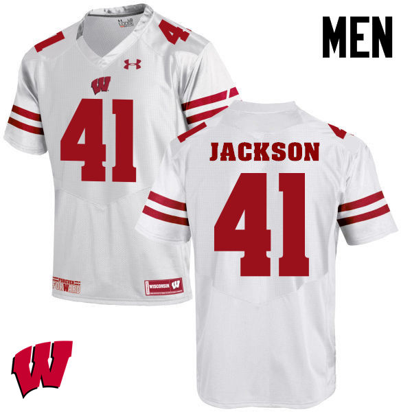 Wisconsin Badgers Men's #41 Paul Jackson NCAA Under Armour Authentic White College Stitched Football Jersey LI40C66WL